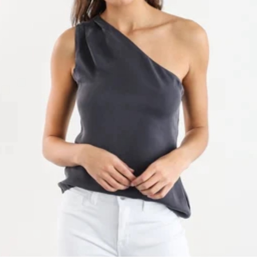 NWT Glenn + Glenn Asymmetric One Shoulder Rhys Top Black Cupro Size 10‎